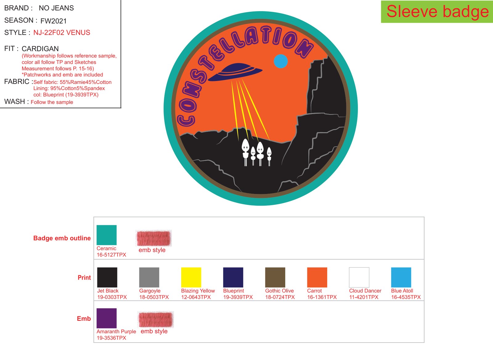Sleeve badge: “CONSTELLATION”