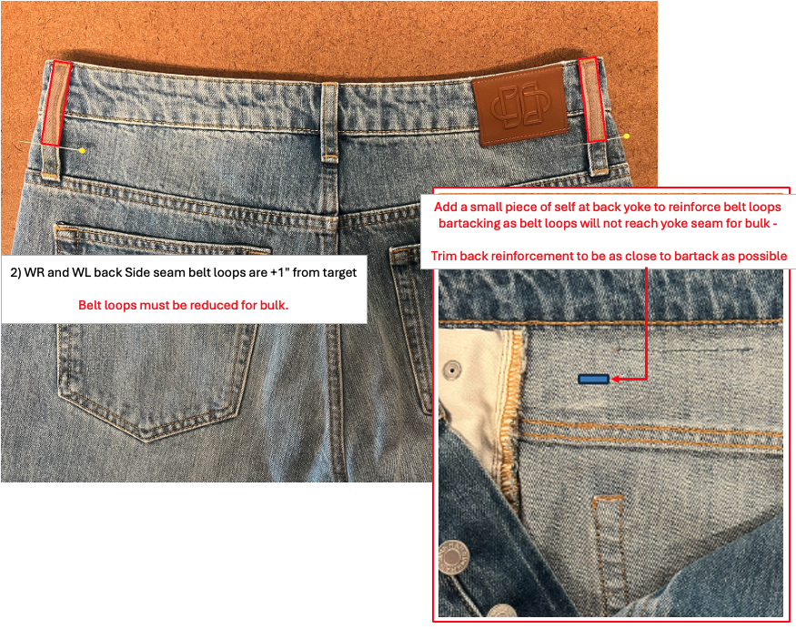 Belt loop bulk reduction for production