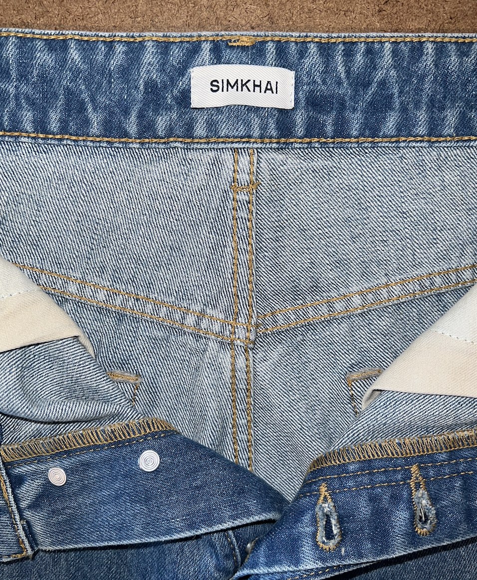 Button fly and waistband interior